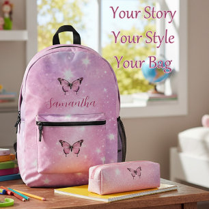 Funkelnde Rosa Schmetterlingsträume Bedruckter Rucksack