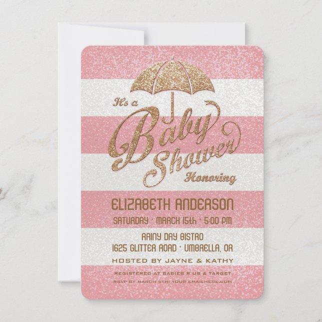 Funkelnde Rosa-u. GoldBaby-Dusche laden ein Einladung (Vorderseite)