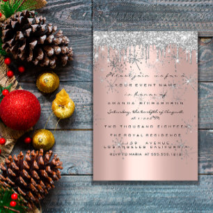 Funkelnde Rose Silber Luxus Braut Sweet 16. Einladung