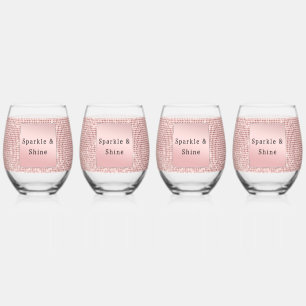 Funkelnde Roségold Glamour Weinglas Ohne Stiel