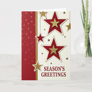 Funkelnde rote Weihnachtskarte mit goldenem Akzent Karte