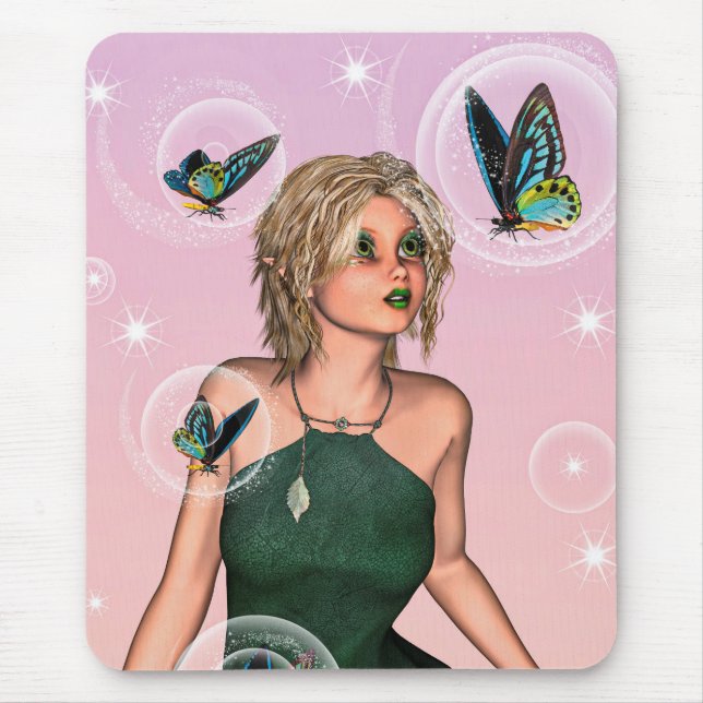 Funkelnde Schmetterlingsfee Fantasy-Kunst Mousepad (Vorne)