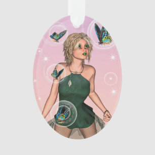Funkelnde Schmetterlingsfee Fantasy-Kunst Ornament