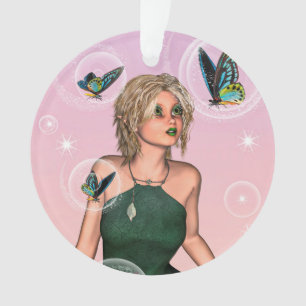 Funkelnde Schmetterlingsfee Fantasy-Kunst Ornament