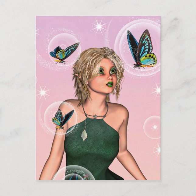 Funkelnde Schmetterlingsfee Fantasy-Kunst Postkarte (Vorderseite)