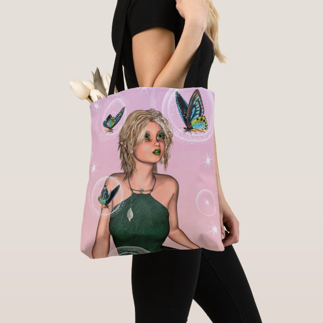 Funkelnde Schmetterlingsfee Fantasy-Kunst Tasche (Von Nahem)