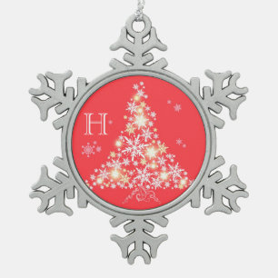 Funkelnde Schneeflocken Zinn-Ornament
