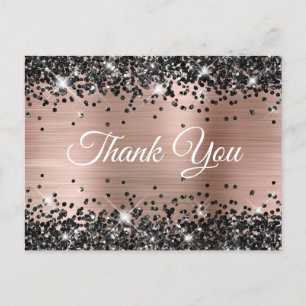 Funkelnde schwarze Glitter-Roségoldfolie Vielen Da Postkarte