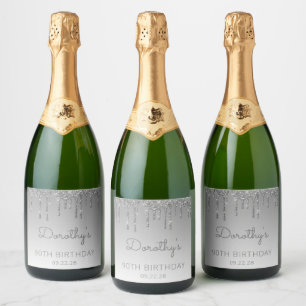 Funkelnde Silber Glitter Drip 90. Geburtstag