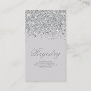 Funkelnde Silver Glitzer Wedding Registry Card Begleitkarte