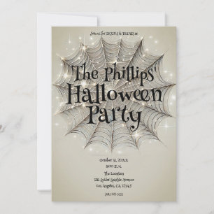 Funkelnde Spinnennetz Whimsical Tan Halloween-Part Einladung
