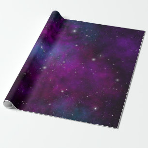 Funkelnde Sterne auf tiefem violetten Weltraumhint Geschenkpapier
