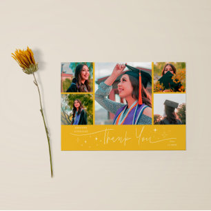 Funkelnde Sterne Gelbe Abschluss-Foto-Dankeschön-K Ankündigung