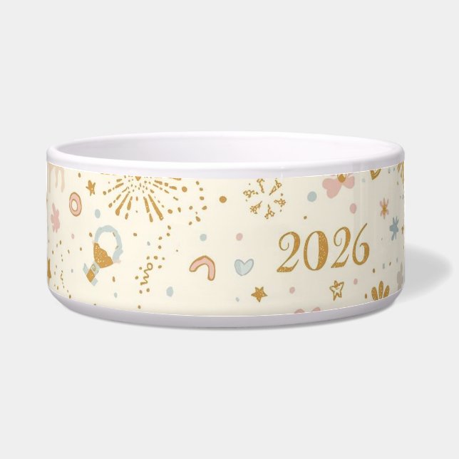 Funkelnde Sterne & Pfotenabdrücke Neujahr 2026 Napf (Vorderseite)