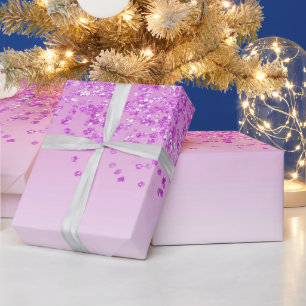 Funkelnde Sweet 16 Fallende rosa Glitter Geschenkpapier