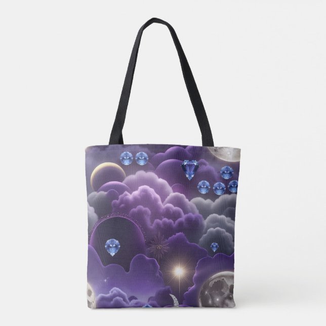 Funkelnde Tansanit-Diamant-Mondphasen Tasche (Rückseite)
