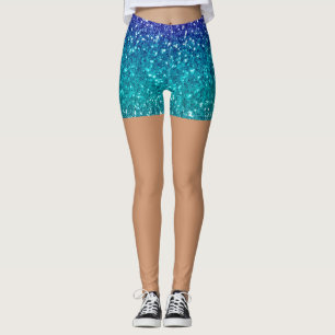 Funkelnde Teal Blau Glitter Hauttöne Damen Leggings