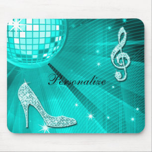 Funkelnde Türkis-Musiknote & Stiletto-Absatz Mousepad