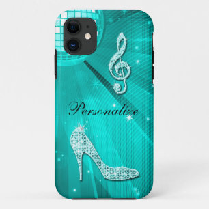 Funkelnde Türkis-Musiknote & Stöckelabsatz Case-Mate iPhone Hülle