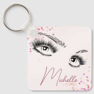 Funkelnde Wimpern Pink Glitter Konfetti Make-up QR Schlüsselanhänger