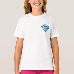 Funkelnder blauer Diamant Kawaii Kinder T-Shirt