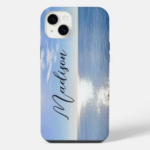 Funkelnder blauer Ozean Benutzerdefinierter Name iPhone 14 Plus Hülle