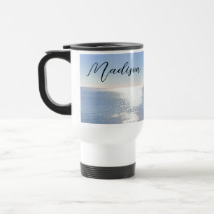 funkelnder Blue Ocean Individuelle Name Reisebecher