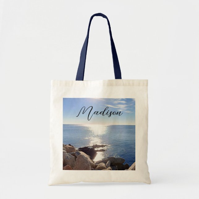 funkelnder Blue Ocean Individuelle Name Tragetasche (Vorne)