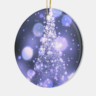 Funkelnder Bokeh Frohe Weihnachtsbaum Keramik Ornament