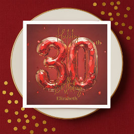 Funkelnder Edelstein Rubin und Gold 30. Geburtstag Serviette