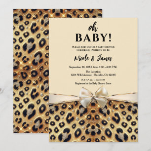 Funkelnder Glamour Leoparden-Druck Baby Shower Einladung