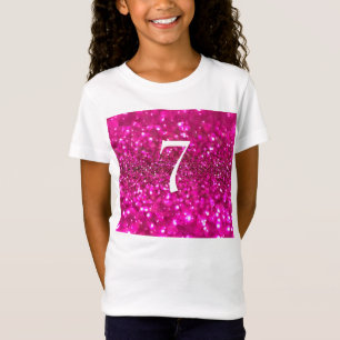 Funkelnder Glitter Rosa 7. Geburtstag Mädchen Weib T-Shirt