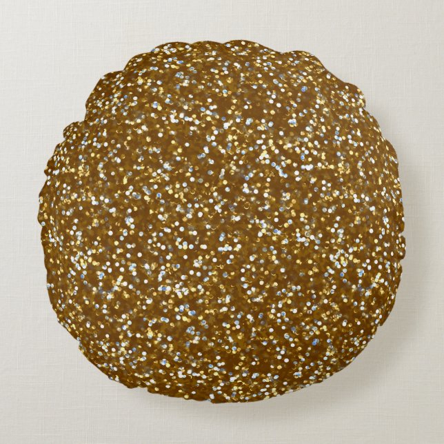 Funkelnder GoldGlitzer Rundes Kissen (Vorderseite)