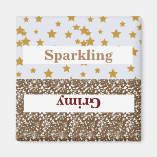 funkelnder/grimmiger Spritzer/Sterne2 Inch Square  Magnet