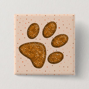funkelnder Katzenpfotenabdruck - Orange Button