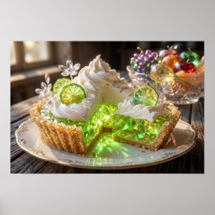 Funkelnder Kristall-Key-Lime-Pie-Dessert-Kunst Poster