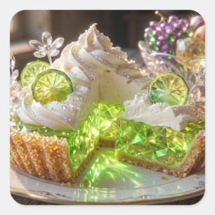 Funkelnder Kristall Key Lime Pie Quadratischer Aufkleber