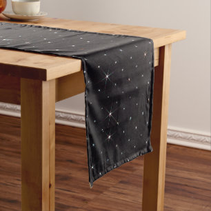 funkelnder Kristall Shiny Diamond Black Material Großer Tischläufer