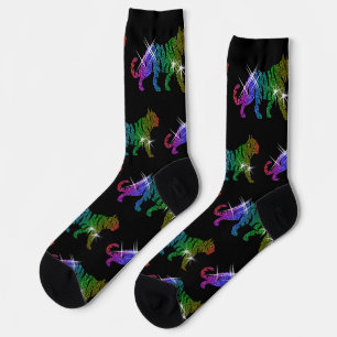 Funkelnder Regenbogen-Glitter-Tiger-Tier-Muster  Socken