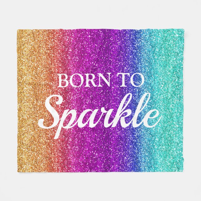 Funkelnder Regenbogen-Gradient Glitter Born to Spa Fleecedecke (Vorderseite (Horizontal))