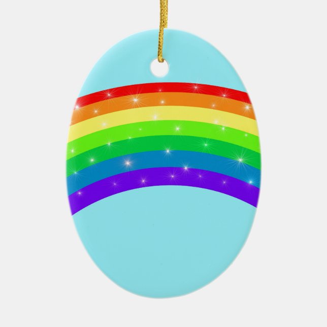 Funkelnder Regenbogen Keramik Ornament (Vorne)