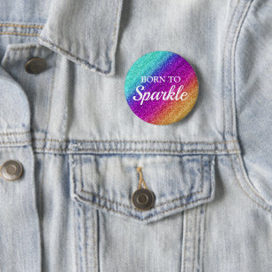 Funkelnder Regenbogen-Verlauf Glitter Born to Spar Button