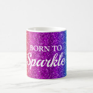 Funkelnder Regenbogen-Verlauf Glitter Born to Spar Kaffeetasse