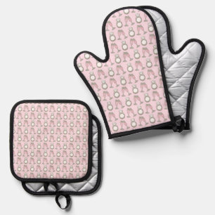 Funkelnder rosa Champagner-Diamantring personalisi Ofenhandschuh & Topflappen-Set