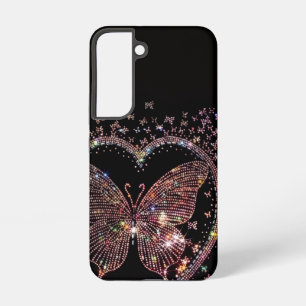 Funkelnder Rosa Glitter Schmetterling Schwarz Samsung Galaxy Hülle