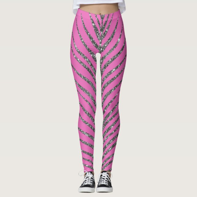 funkelnder rosa Glitzer Leggings (Vorderseite)