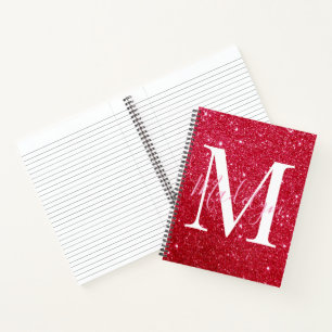 funkelnder roter Glitter Monogramm Name girly Notizbuch