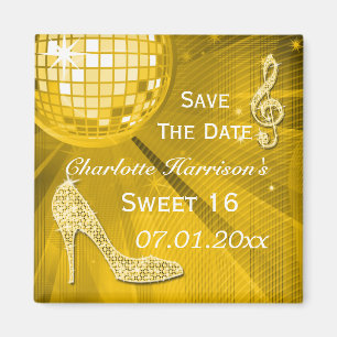 Funkelnder Stiletto-Absatz Sweet 16 Save The Date Magnet