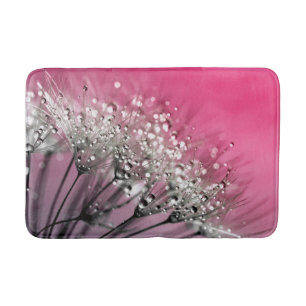 Funkelnder Tau-Löwenzahn-Pink-Hintergrund Badematte