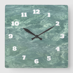 Funkelndes Blau Grünes Wasser Abstrakte Strandküst Quadratische Wanduhr